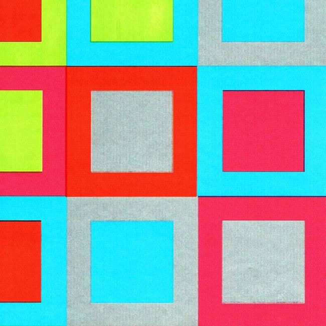 Secare Rolle Geschenkpapier mit große farbige Quadrate und gepressten Streifen, Rollen à 50 Meter, wählen Sie mindestens 4 Artikel in einer Sortimentsbox.
 