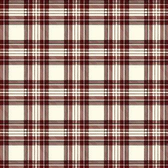 Secare Rolle Geschenkpapier Schottisches Karomuster in Dunkelrot auf cremeweiß auf festem weißen Papier.
 