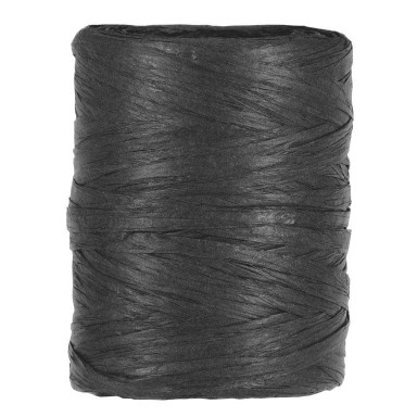 Raffia band von Papier auf einer Spule, schwarz.
 